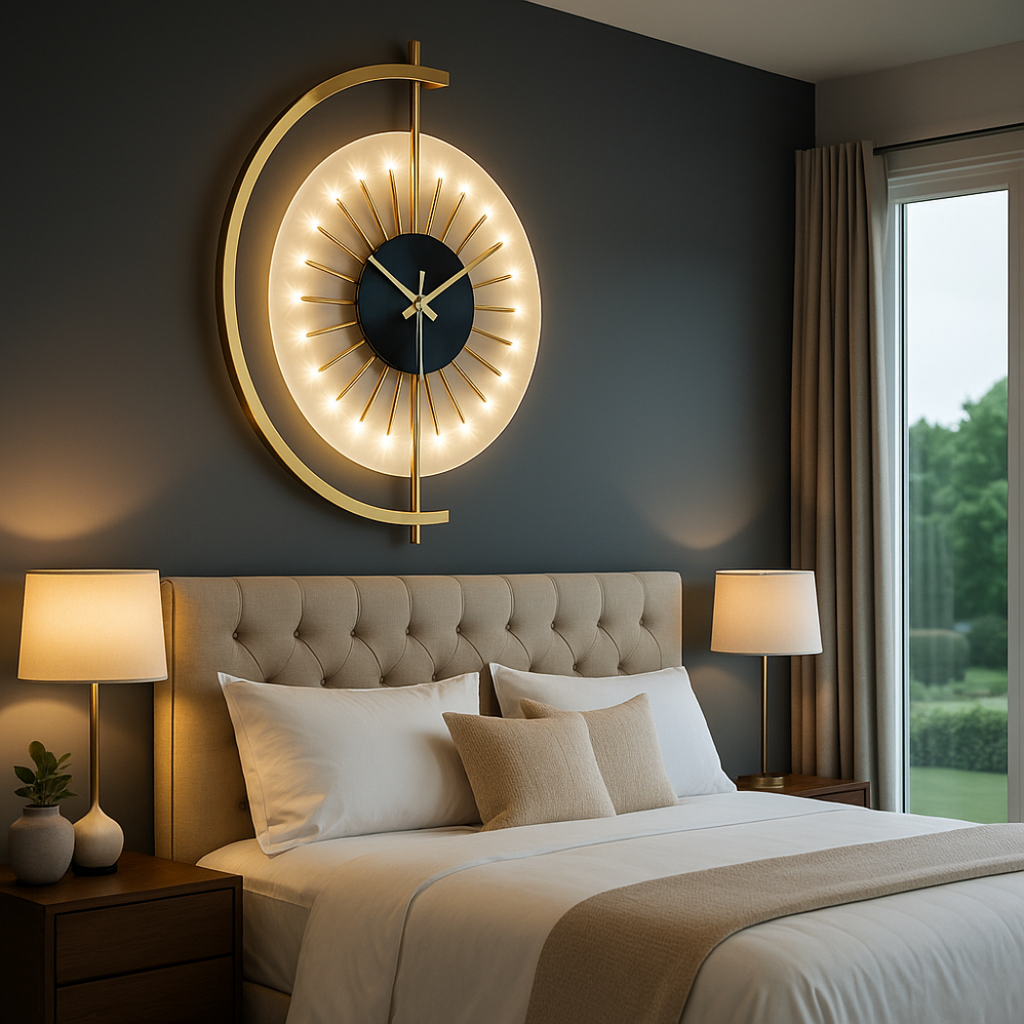 Tempo Brass Clock Wall Sconce