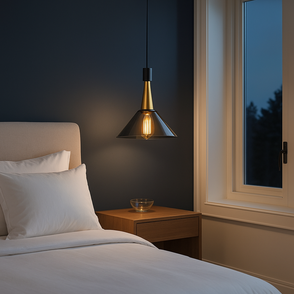 Retro Brass & Smoke Glass Pendant Light