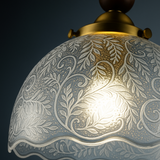 Wood Bead Filigree Glass Pendant Light