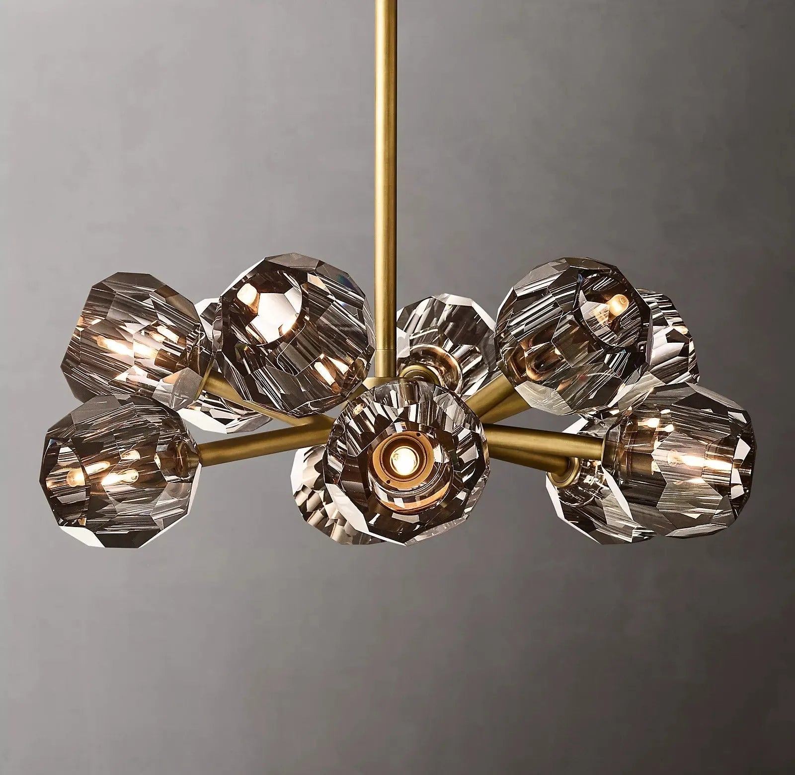 Boule De Cristal Smoke Glass Ball Modern Round Chandelier Lighting 24"