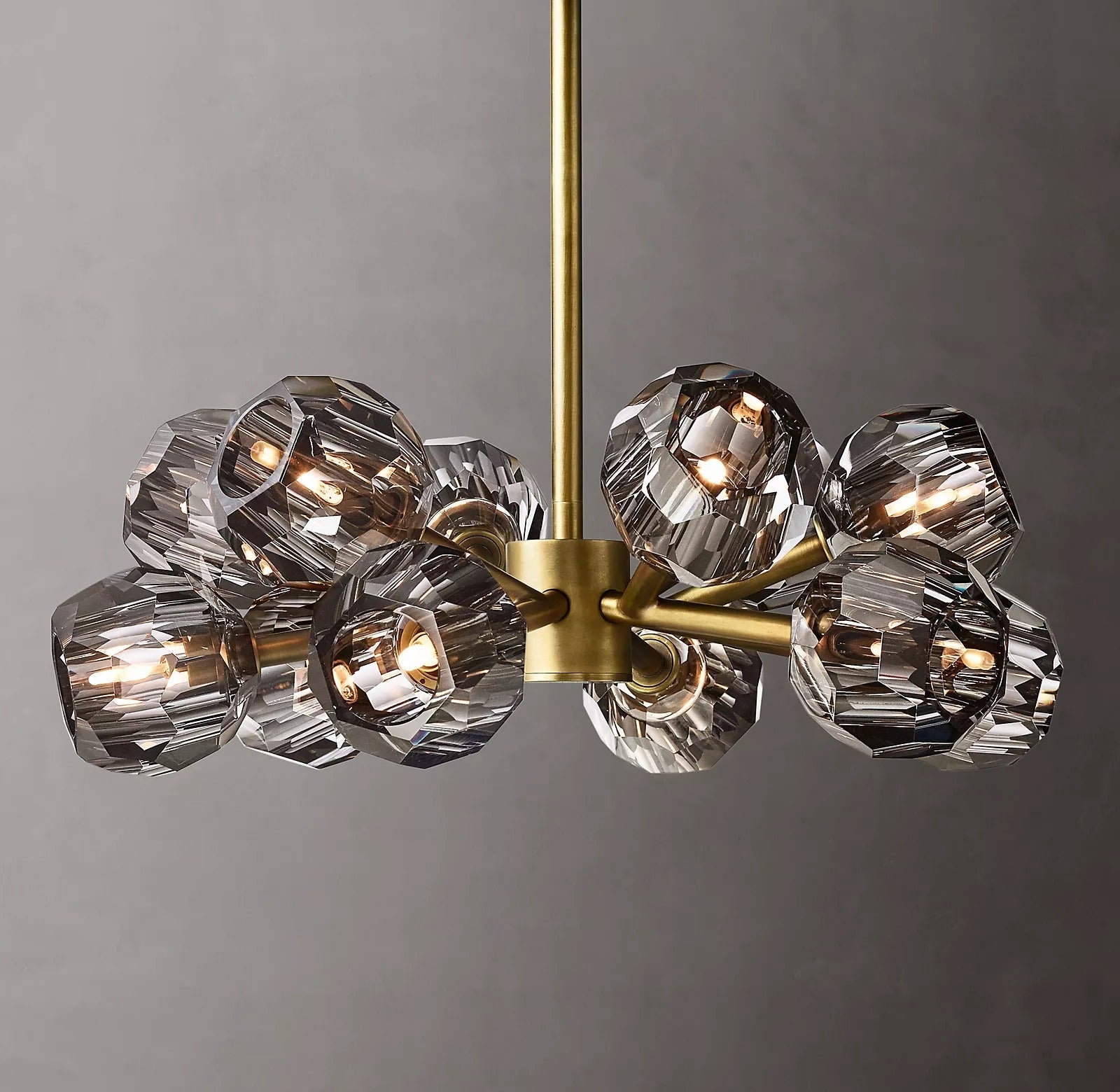 Boule De Cristal Smoke Glass Ball Modern Round Chandelier Lighting 24"
