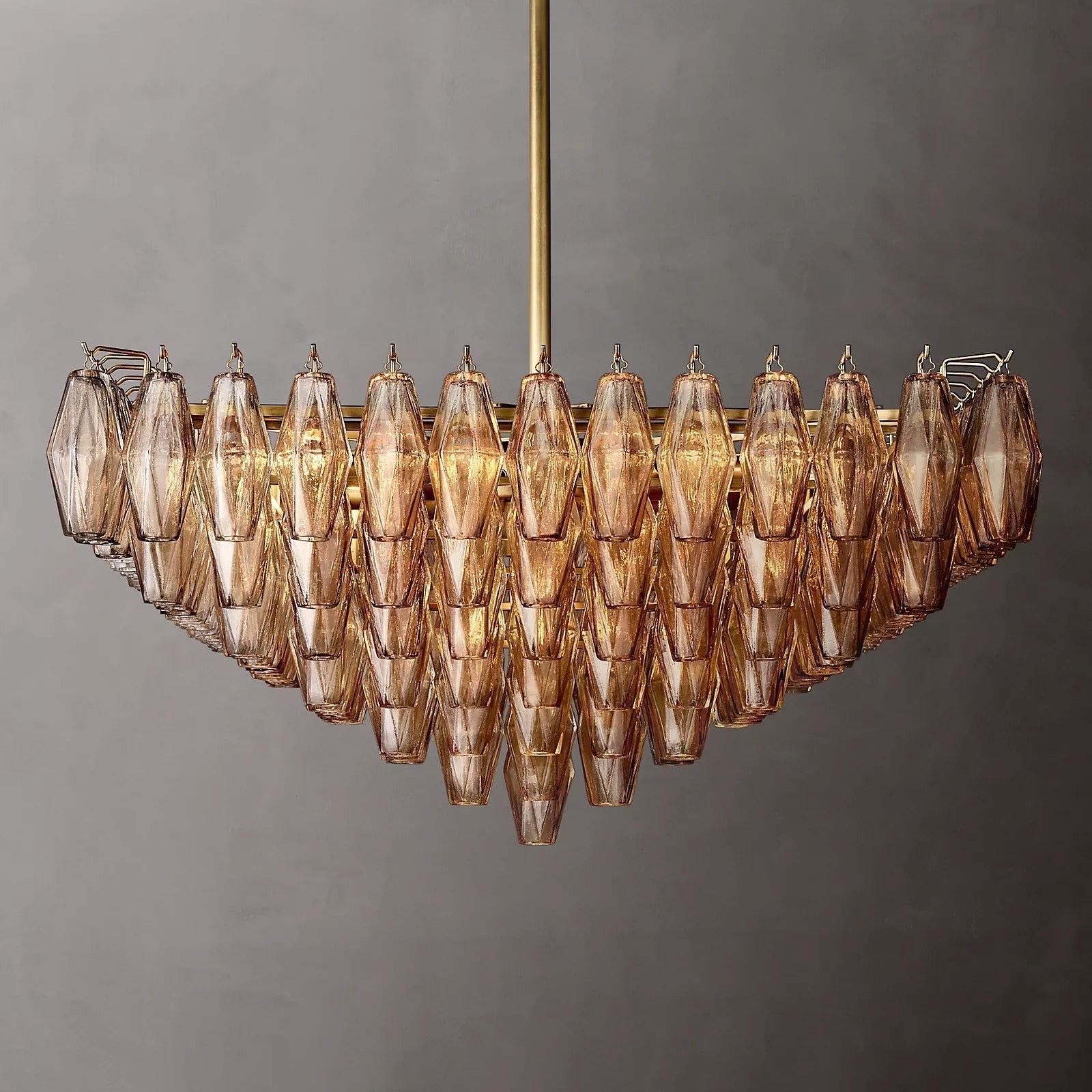Chiaray Glass Multi-Tier Square Chandelier Lighting 32" For Living Room