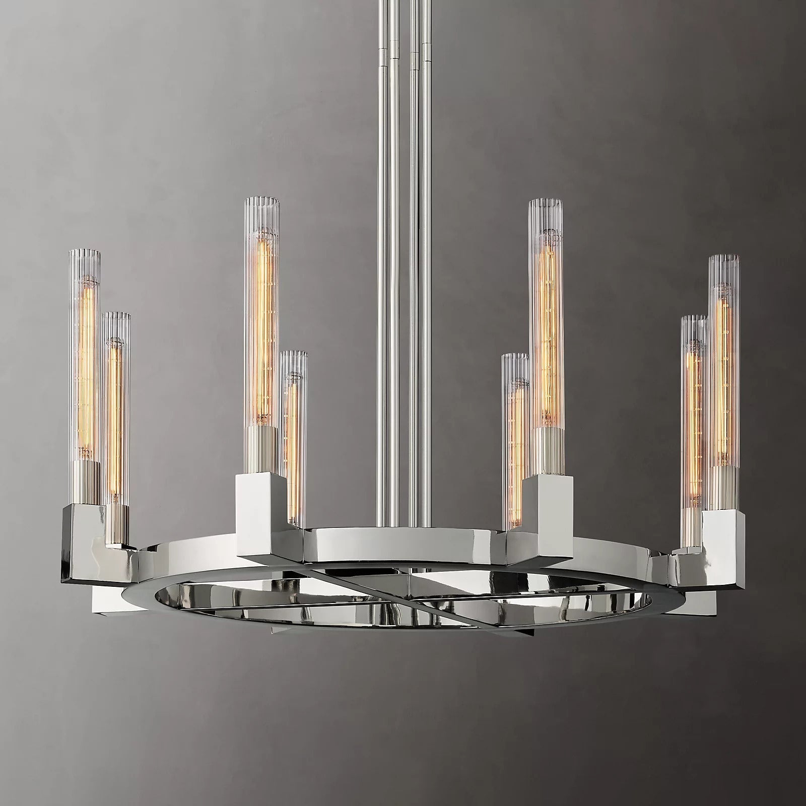 Cannele Linear Candlestick Round Chandelier Lighting 36"