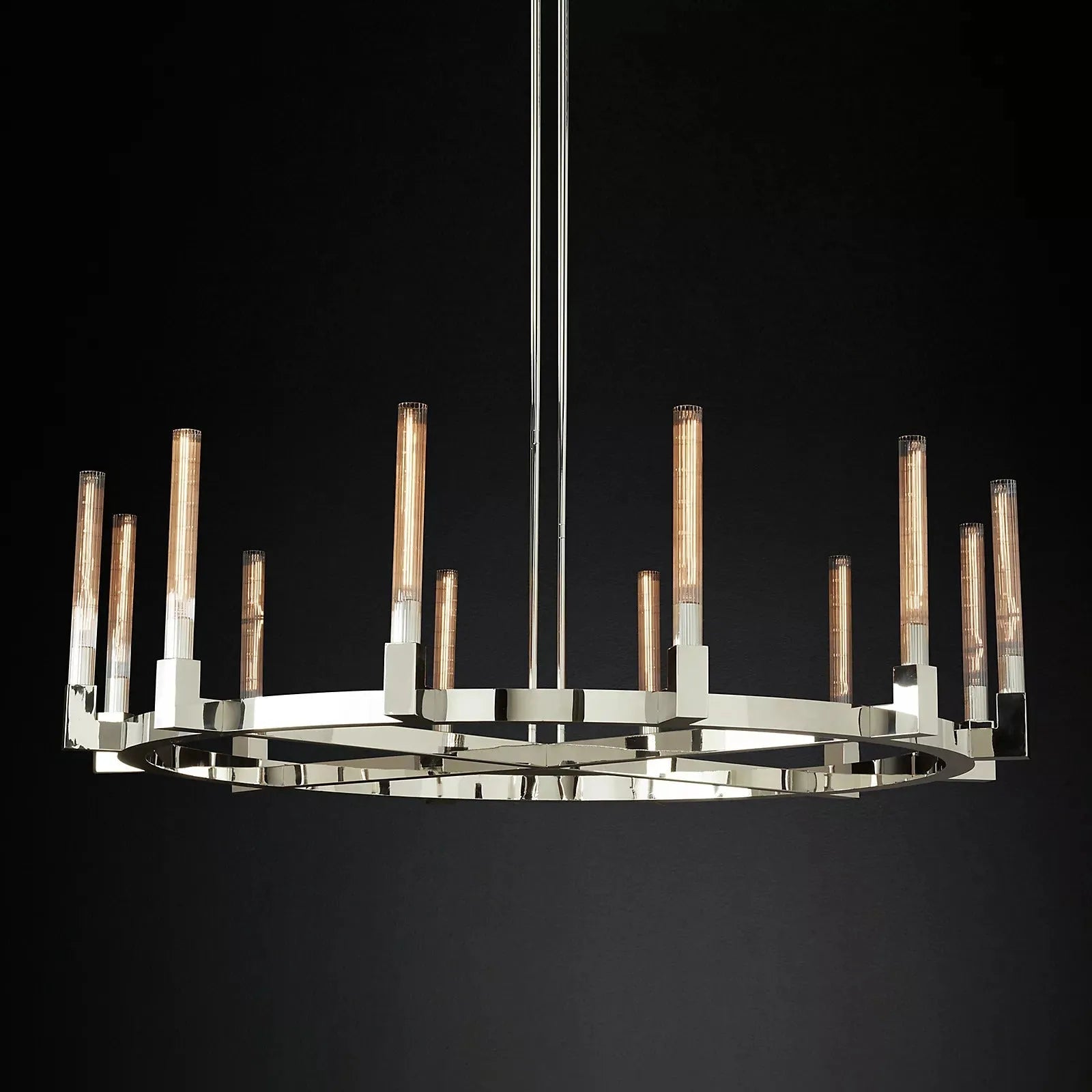 Cannele Linear Candlestick Round Chandelier Lighting 72"