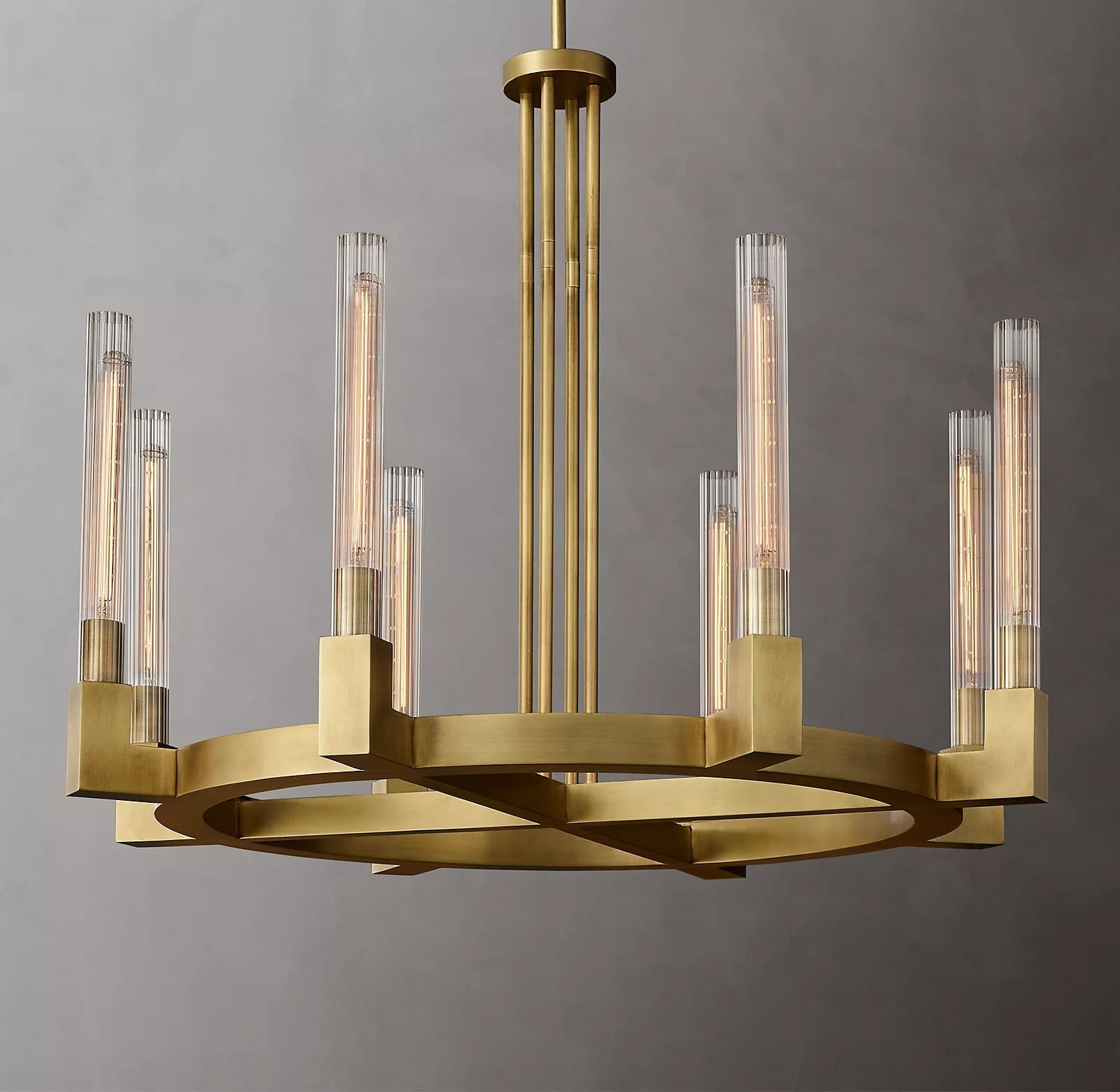 Cannele Linear Candlestick Round Chandelier Lighting 36"