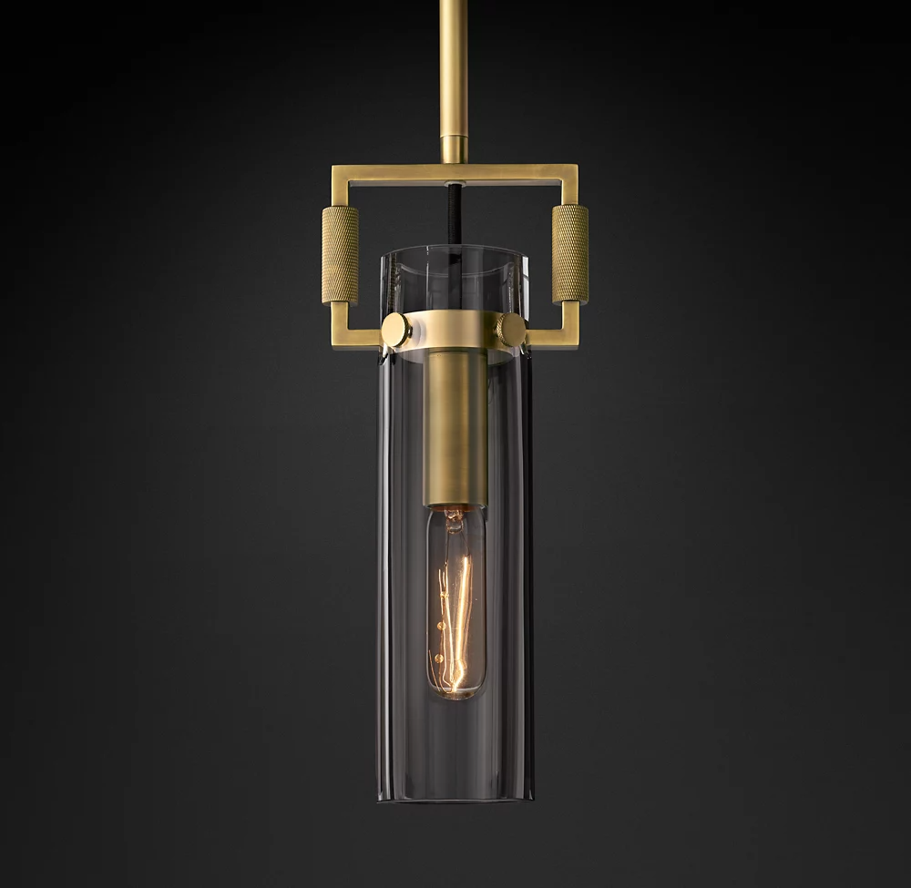 Machinist Glass Cylinder Shade Pendant Lamp Elegant Modern Hanging Light