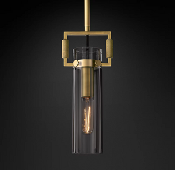 Machinist Glass Cylinder Shade Pendant Lamp Elegant Modern Hanging Light