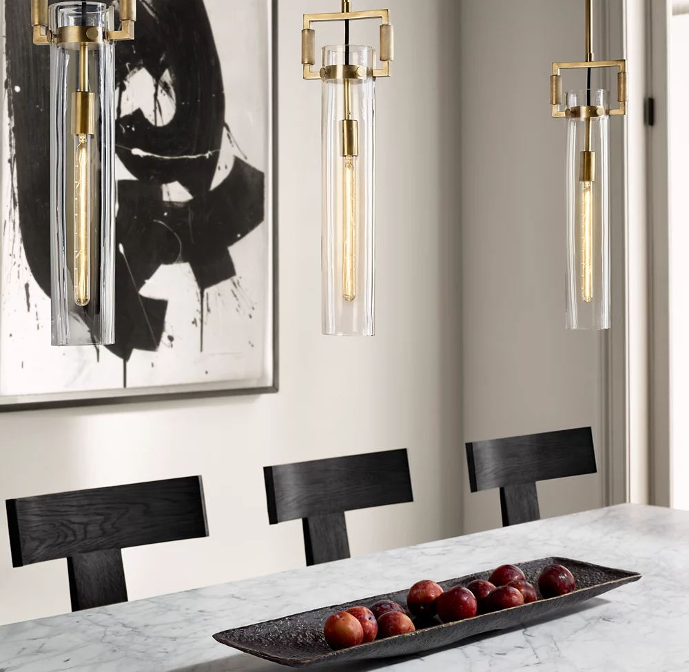 Machinist Glass Cylinder Shade Pendant Lamp Elegant Modern Hanging Light