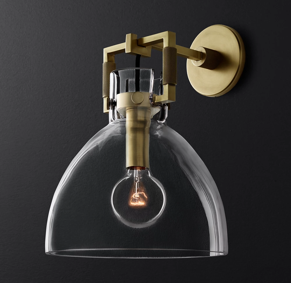 Machinist Glass Cloche Wall Sconce 10" Modern Lighting for Dining Room