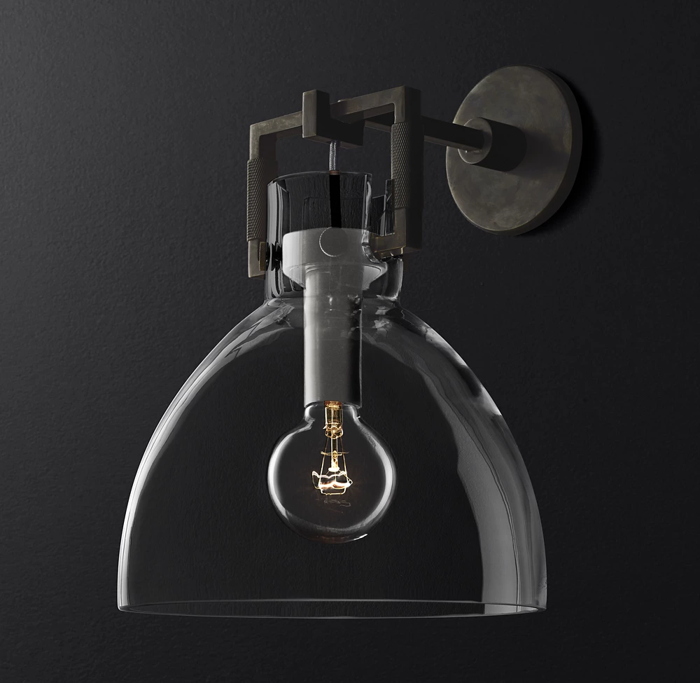 Machinist Glass Cloche Wall Sconce 10" Modern Lighting for Dining Room