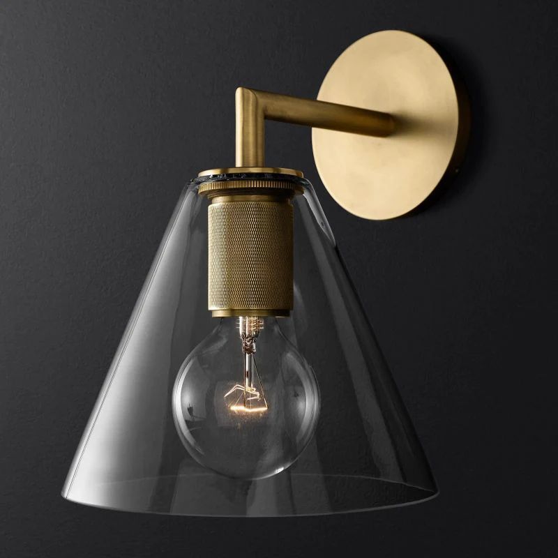 Machinist Glass Funnel Shade Wall Sconce Vintage Lighting for Dining Room