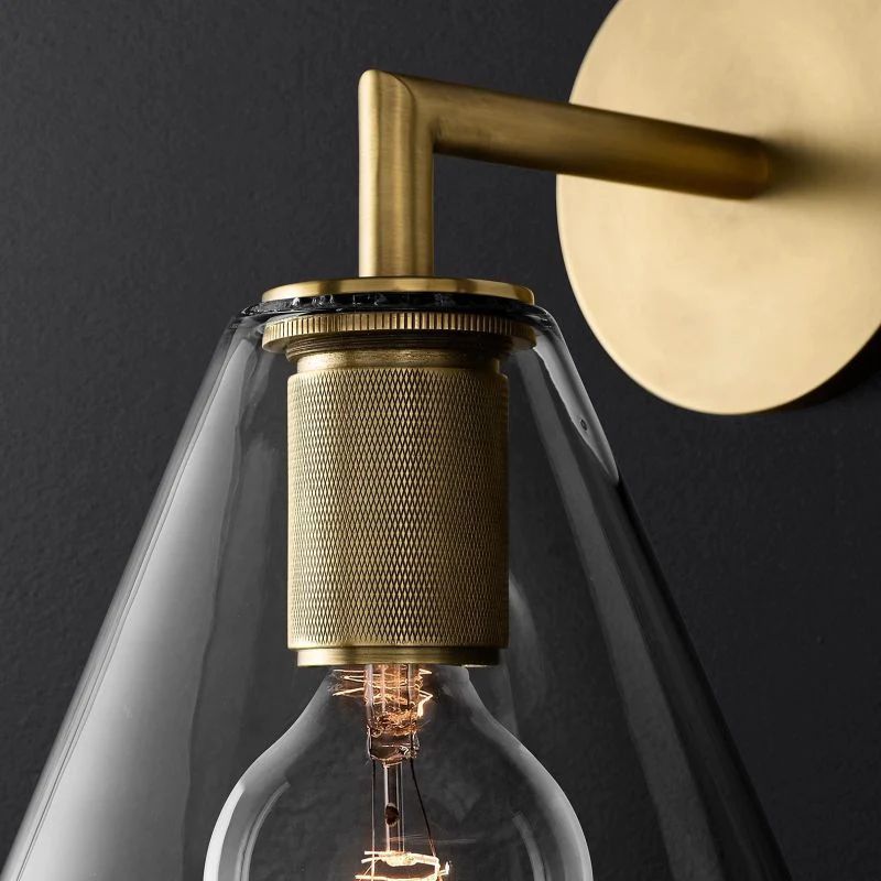 Machinist Glass Funnel Shade Wall Sconce Vintage Lighting for Dining Room