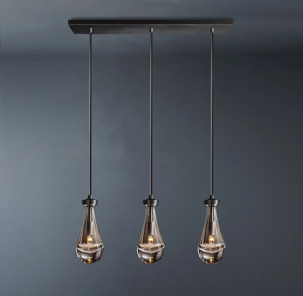 Raindrop Rod Rectangular Chandelier Lights 3-Lights
