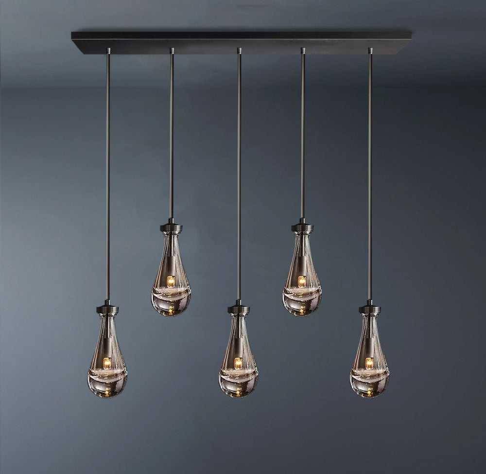 Raindrop Rod Rectangular Chandelier Lights 5-Lights