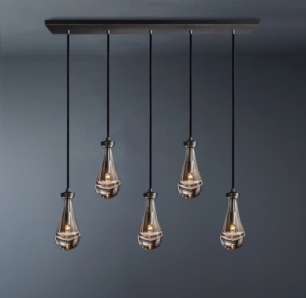Raindrop Cord Rectangular Chandelier Lights 5-Lights