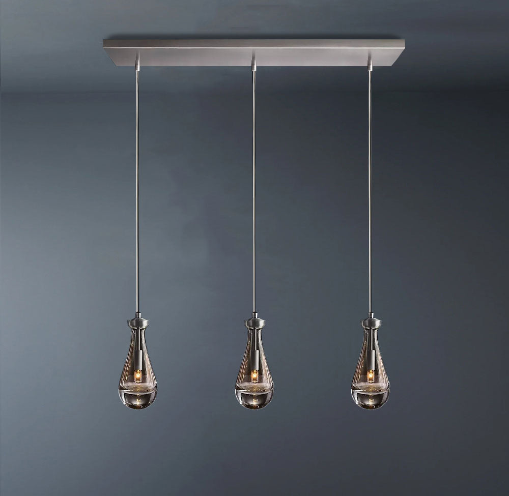 Raindrop Rod Rectangular Chandelier Lights 3-Lights