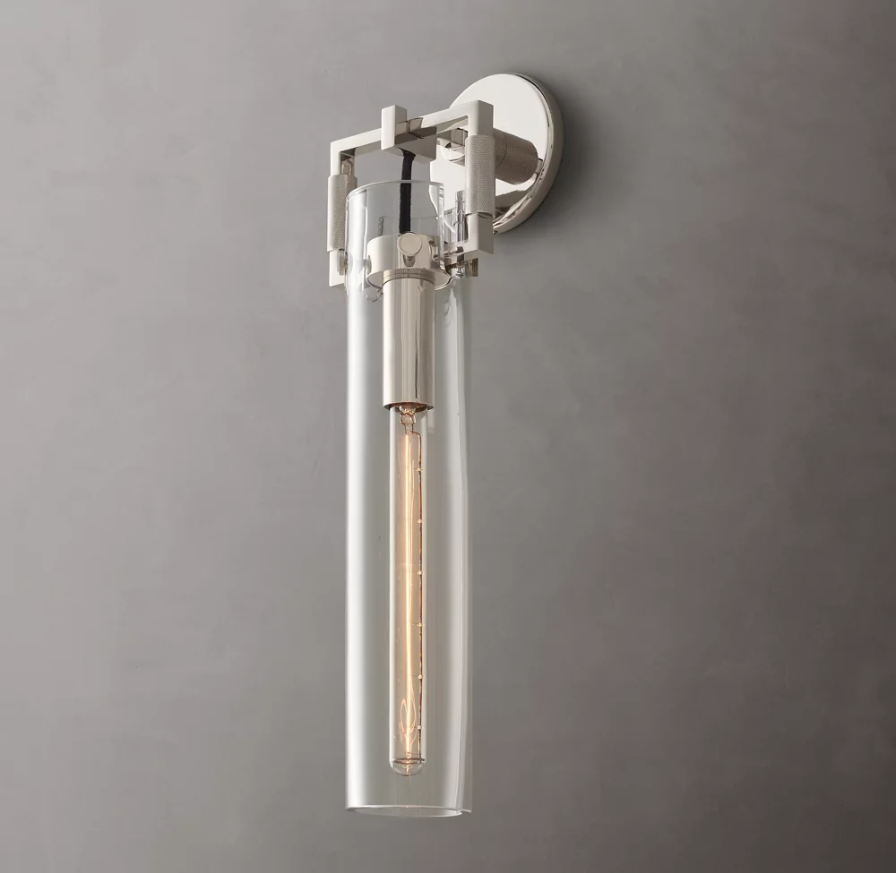 Machinist Glass Cylinder Wall Sconce 16" Contemporary Lighting for Dining Room
