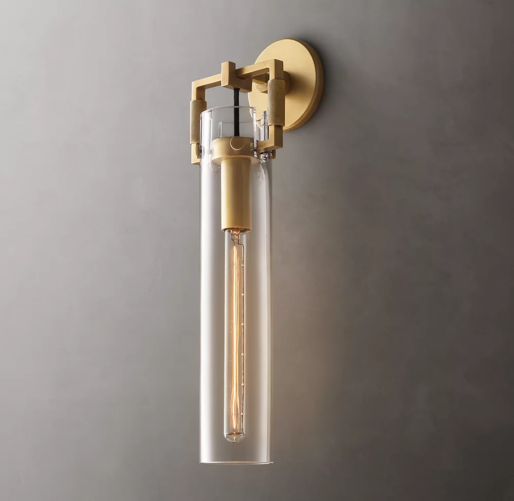 Machinist Glass Cylinder Wall Sconce 16" Contemporary Lighting for Dining Room