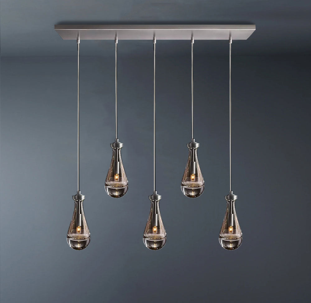 Raindrop Rod Rectangular Chandelier Lights 5-Lights
