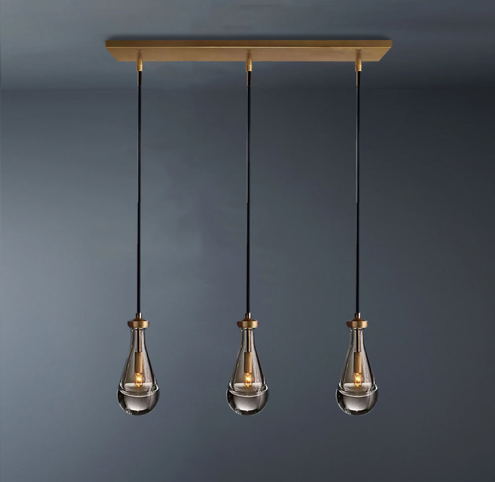 Raindrop Cord Rectangular Chandelier Lights 3-Lights