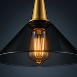 Retro Brass & Smoke Glass Pendant Light