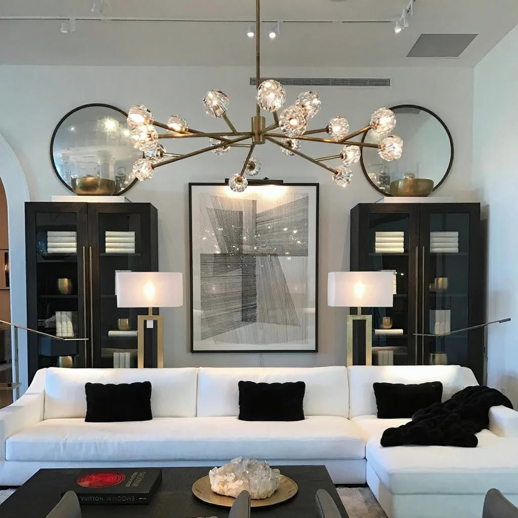 Boule De Cristal Clear Glass Ball Modern Round Chandelier Lightings 60"
