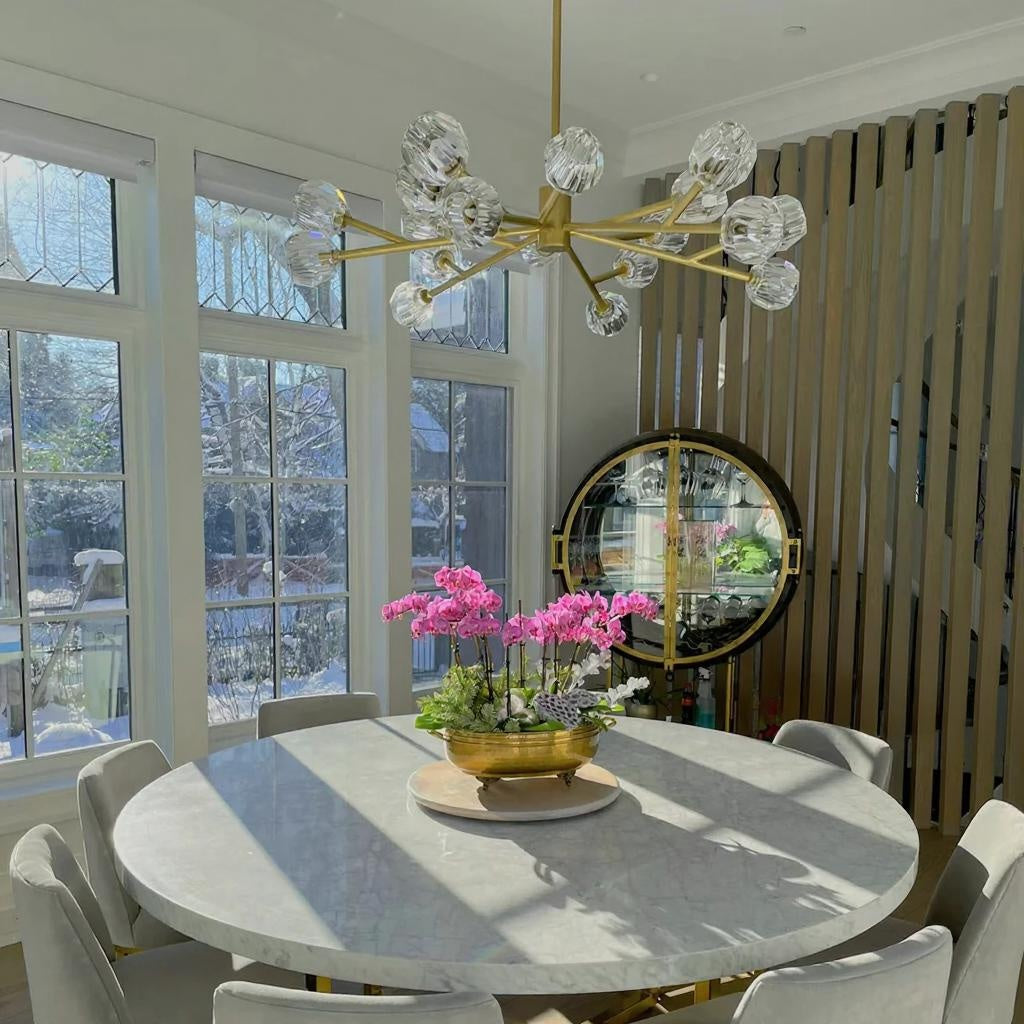 Boule De Cristal Glass Ball Modern Round Chandelier Lightings 36"