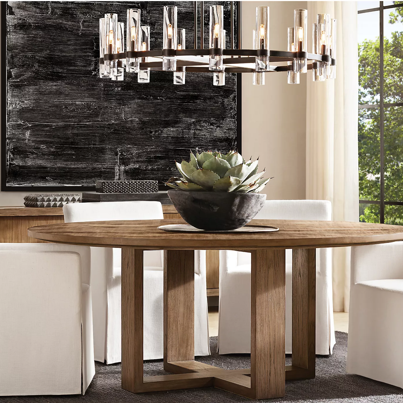 Ravelle Round Chandeliers 48" Contemporary Chandelier Light