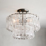 Astra 2-Tier Glass Ghiaccio Round FlushMount Light 18"