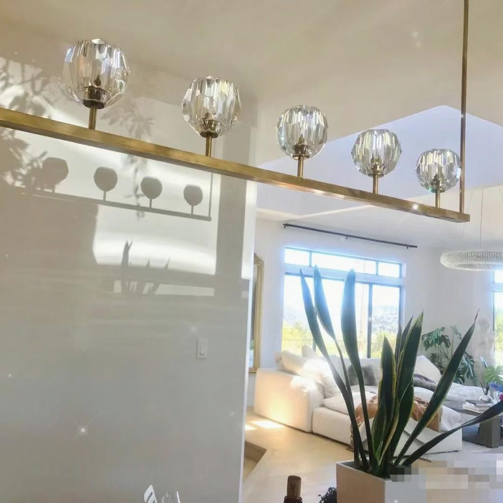 Boule De Cristal Clear Glass Minimalist Linear Elegant Chandelier 48"