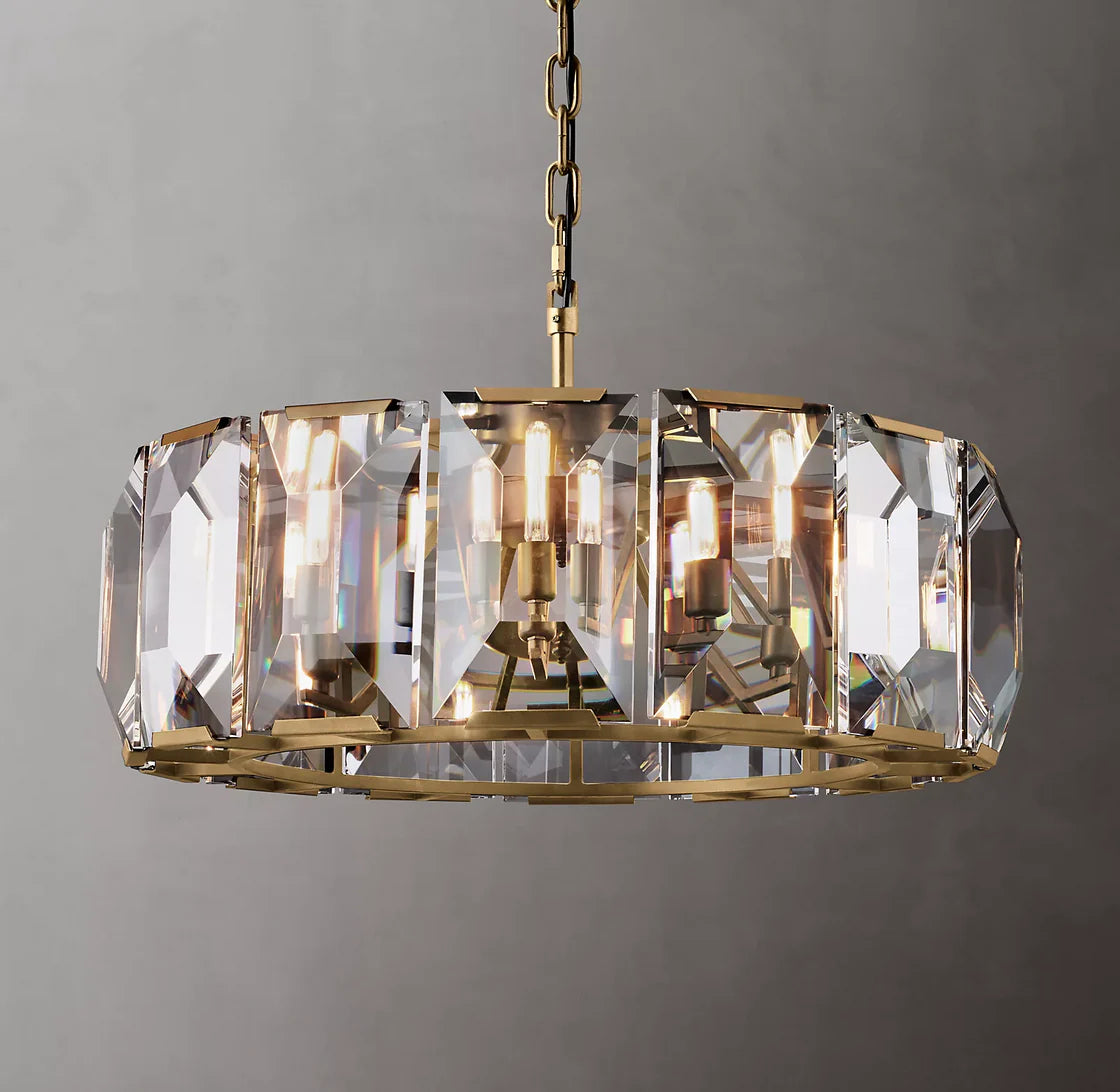 Harlowe Crystal Round Chandelier Lighting 31" For Living Room