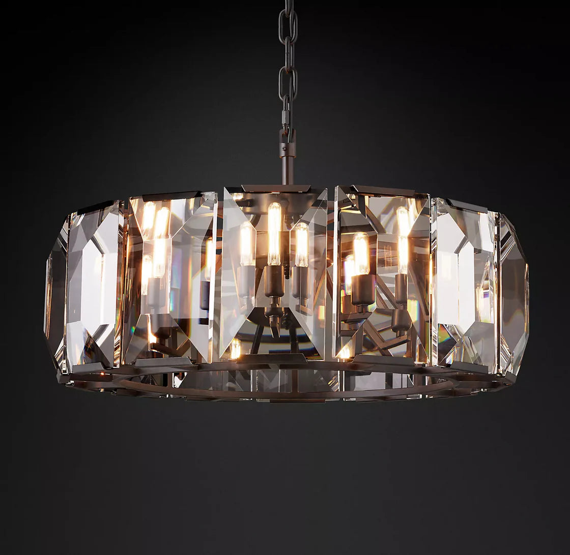 Harlowe Crystal Round Chandelier Lighting 31" For Living Room