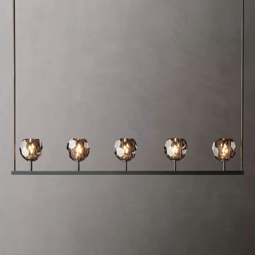 Boule De Cristal Modern Smoke Glass Linear Chandelier Lights 48"