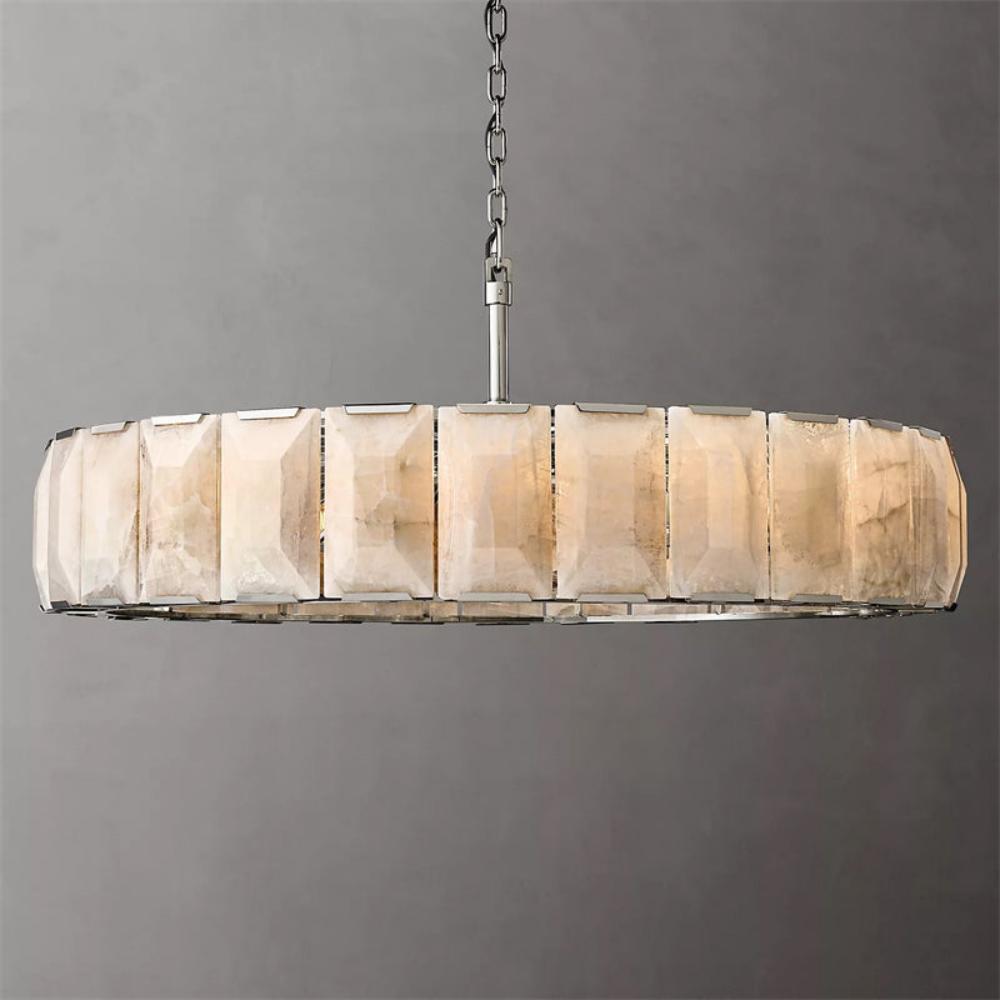 Elegant Harlowe Calcite Round Chandelier Lighting 43" For Room Hanging