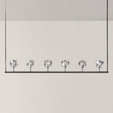 Boule De Cristal Clear Glass Minimalist Linear Chandelier 60" For Dining Room