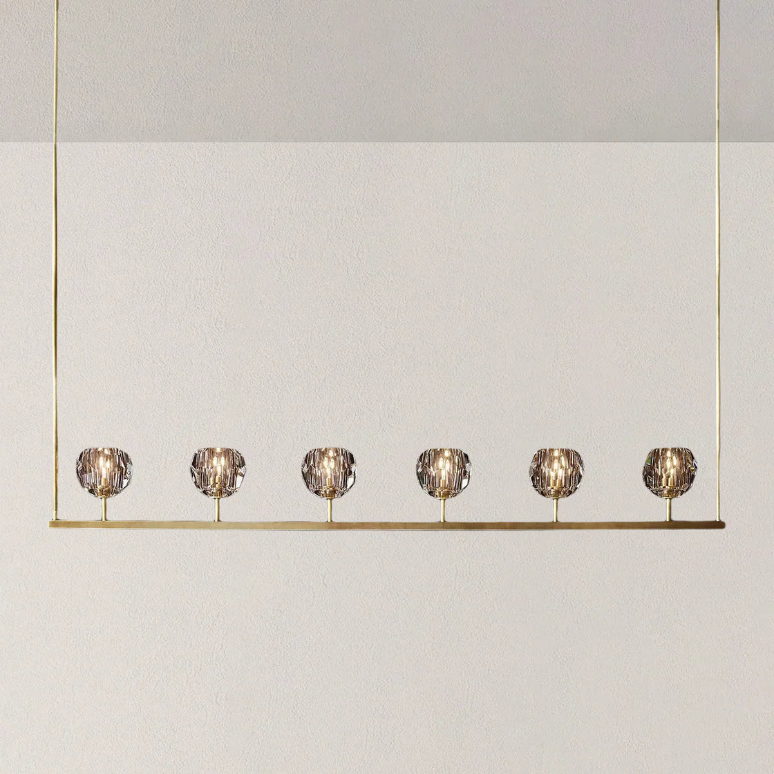 Boule De Cristal Clear Glass Minimalist Linear Chandelier 60" For Dining Room