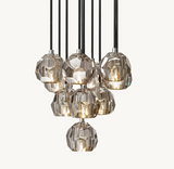 Modern Boule De Cristal Smoke Glass Ball Round Cluster Chandelier 14"