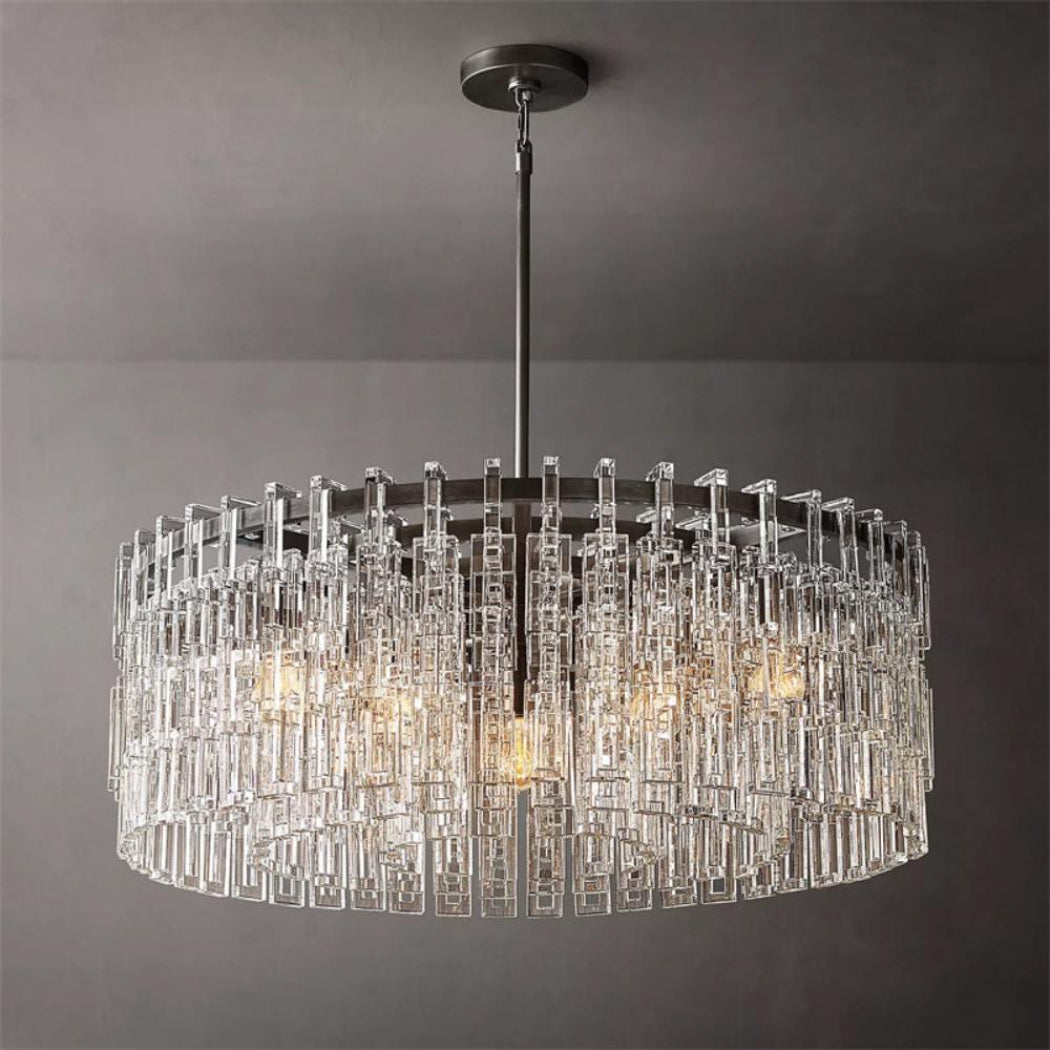 Marignan Round Glass Chandelier Light 36" For Living Room