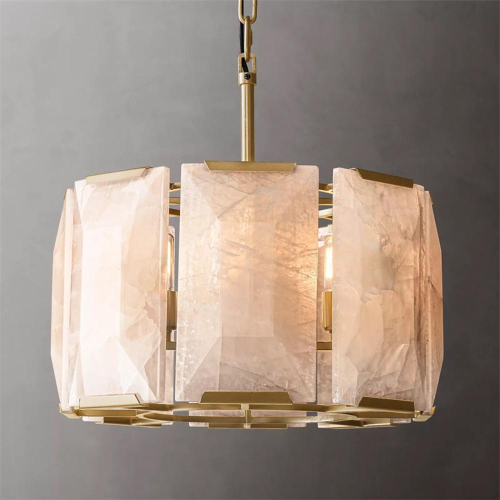 Modern Harlowe Calcite Round Chandelier 19" For Kitchen Island
