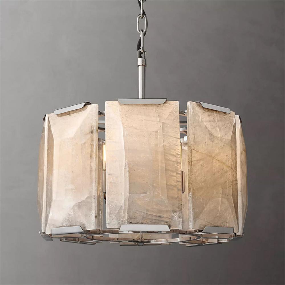 Modern Harlowe Calcite Round Chandelier 19" For Kitchen Island