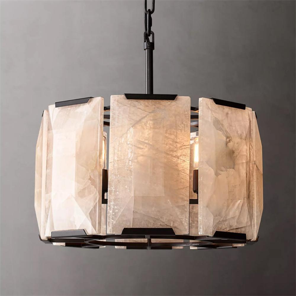 Modern Harlowe Calcite Round Chandelier 19" For Kitchen Island