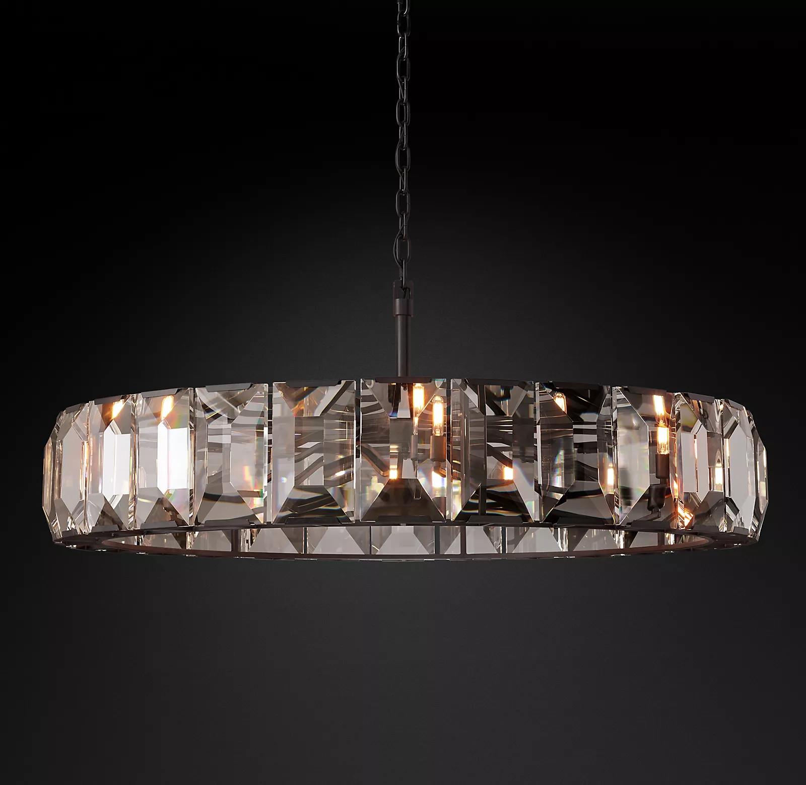 Harlowe Crystal Round Chandelier Light 60" For Living Room