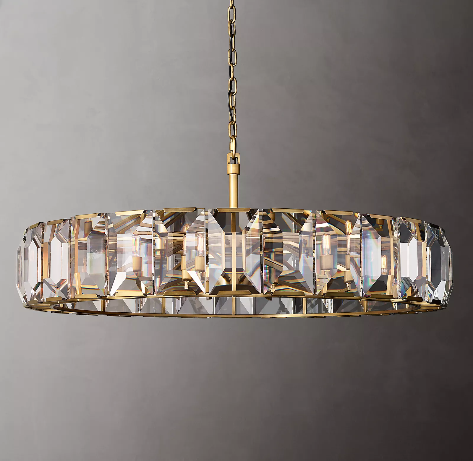 Harlowe Crystal Round Chandelier Light 60" For Living Room