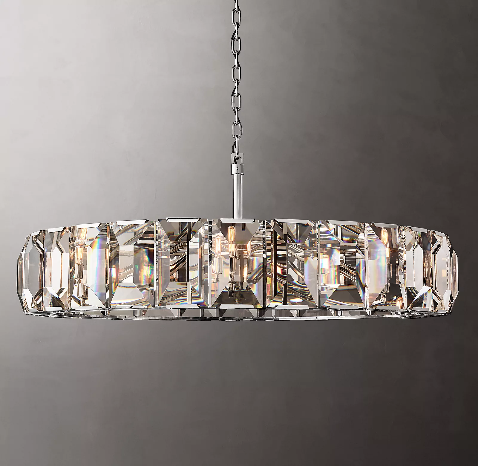 Harlowe Crystal Round Chandelier Light 60" For Living Room