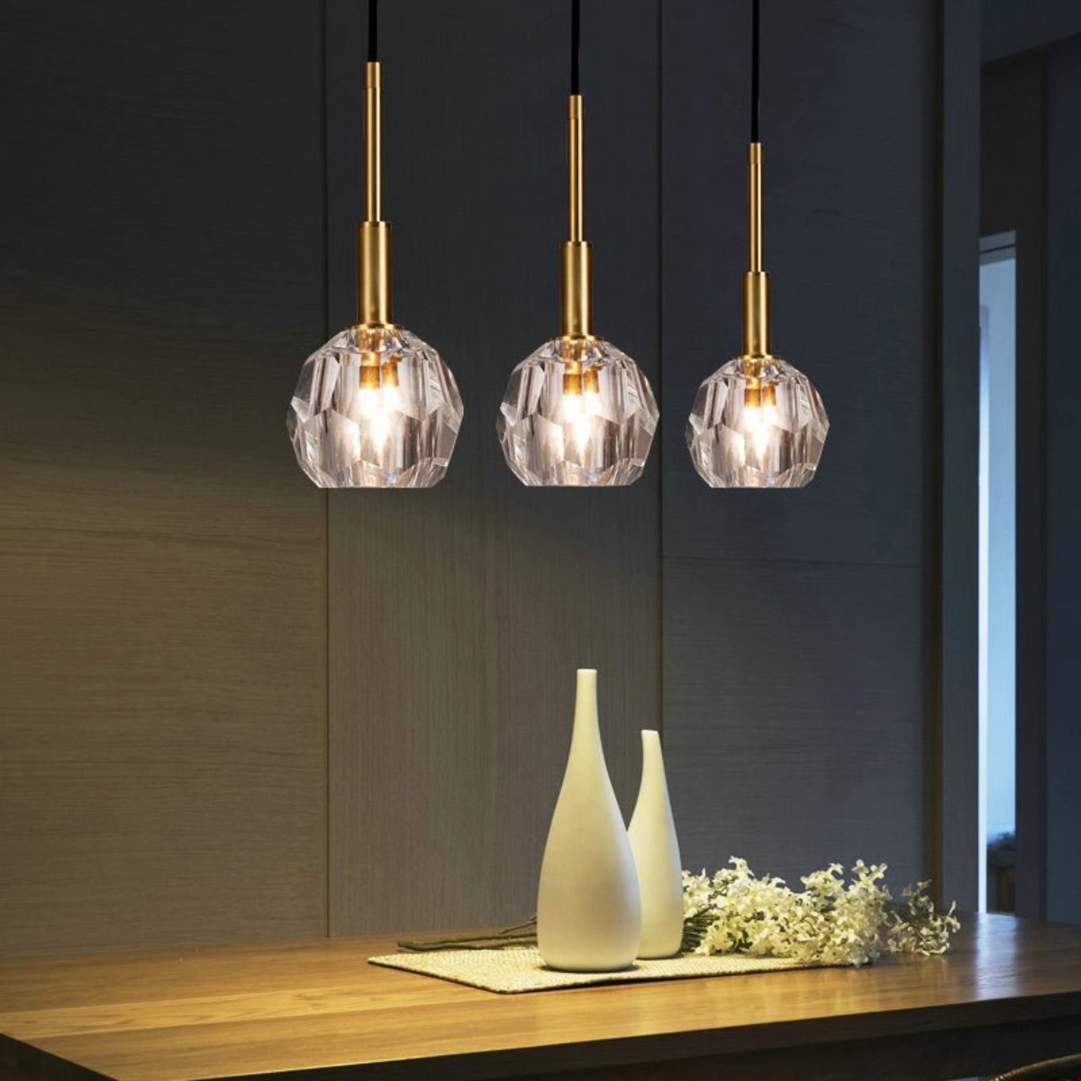 Crystal Ball Mini Pendant Lighting Single