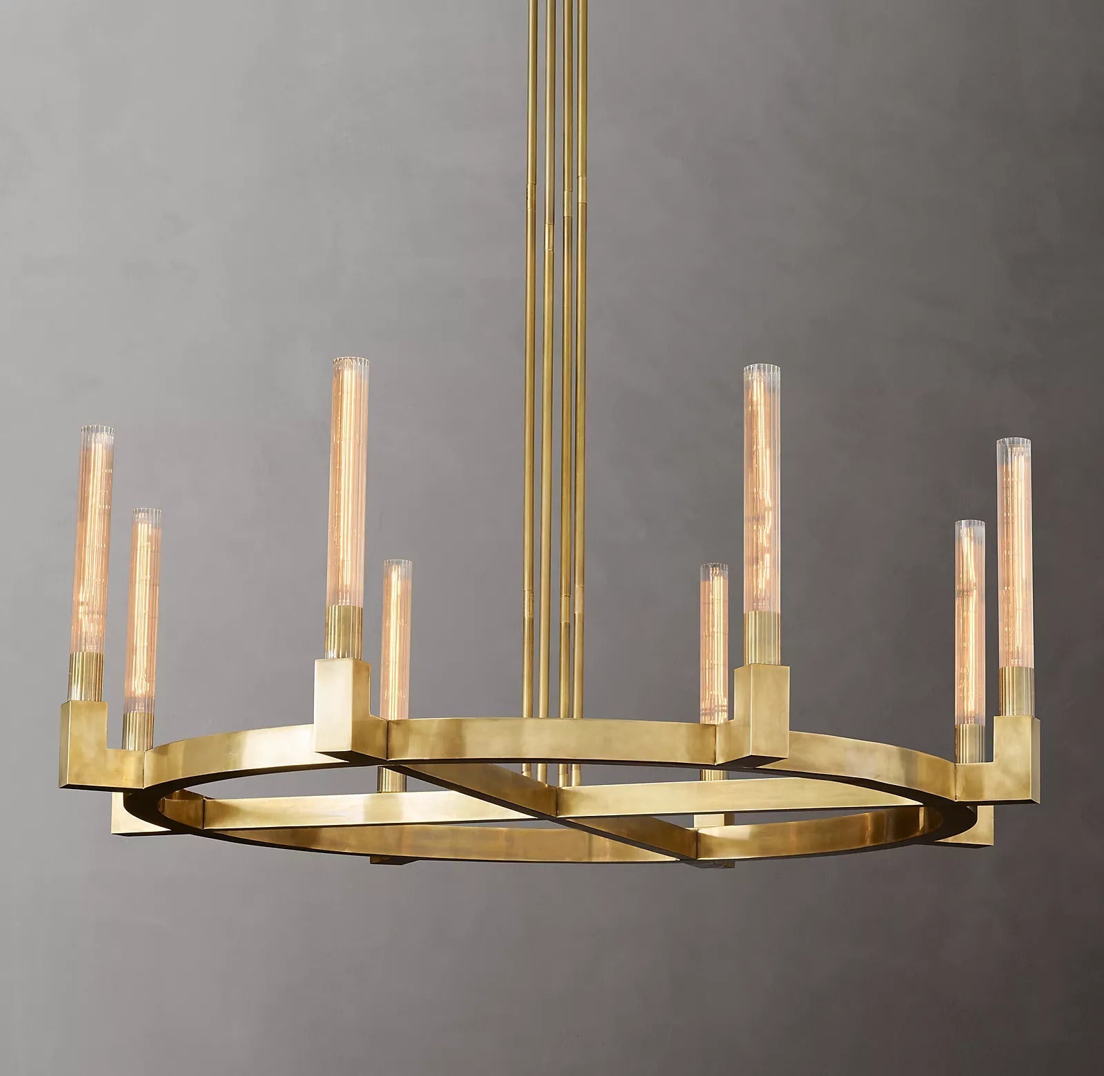 Cannele Linear Candlestick Round Chandelier Lighting 48"