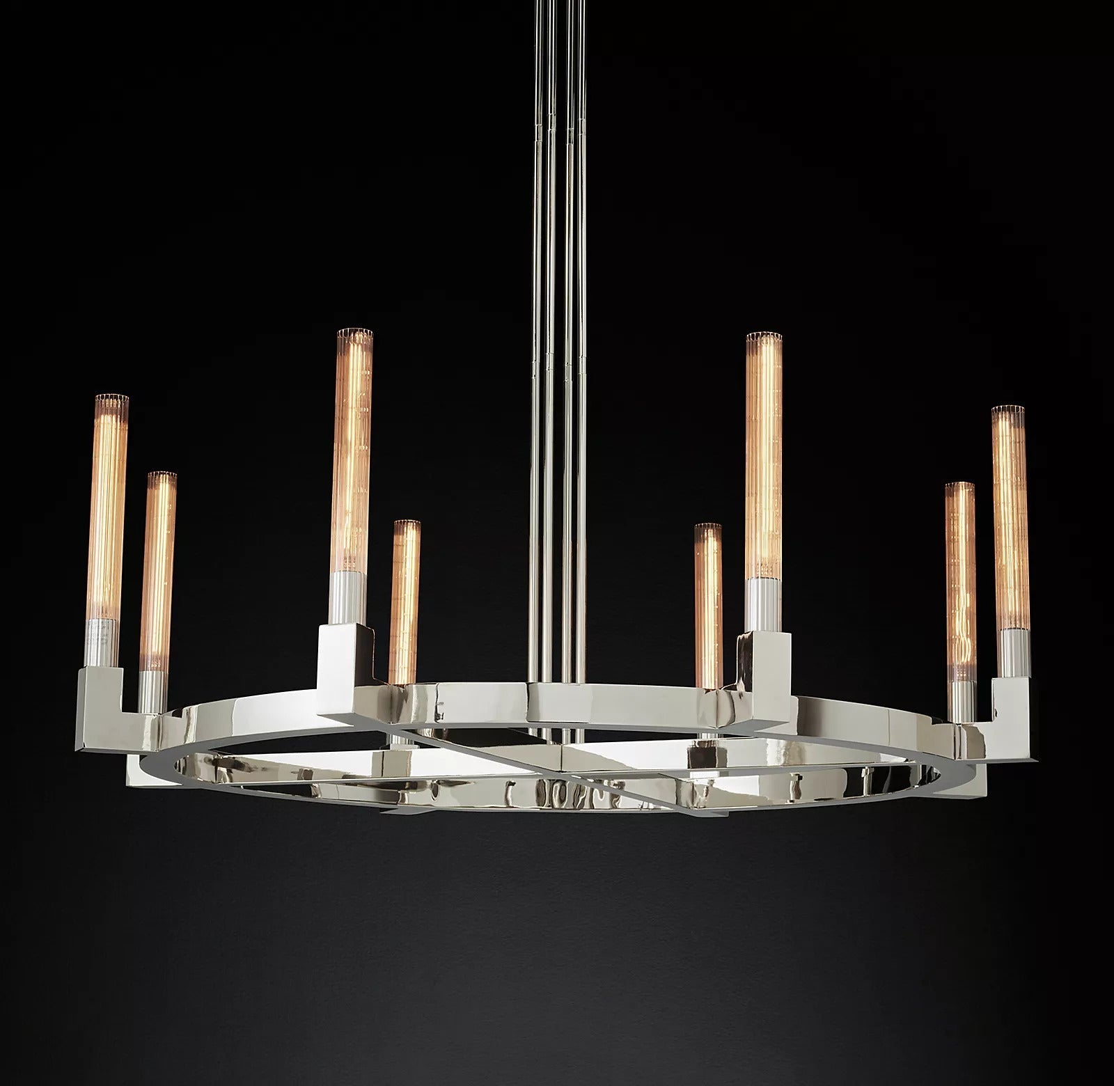 Cannele Linear Candlestick Round Chandelier Lighting 48"