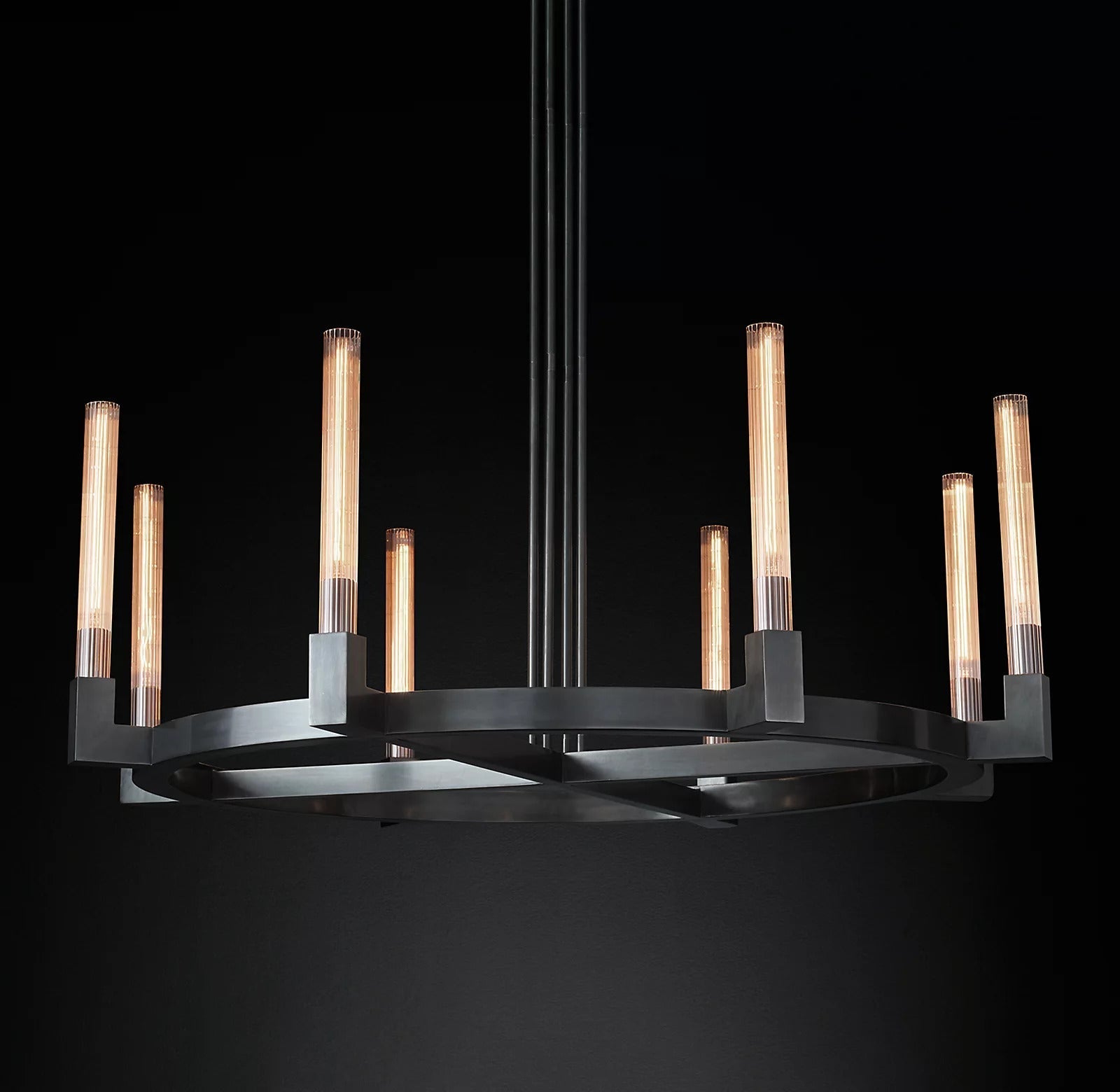 Cannele Linear Candlestick Round Chandelier Lighting 48"