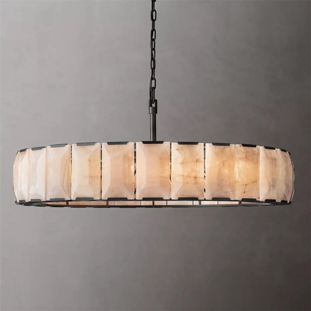 Harlowe Calcite Round Chandelier Light 60" for Dinning Room