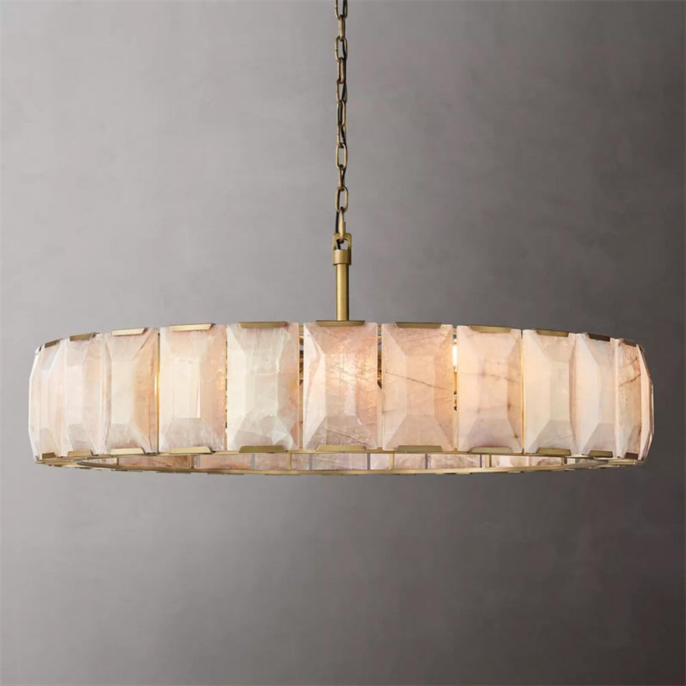 Harlowe Calcite Round Chandelier Light 60" for Dinning Room